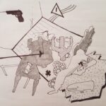 penna a sfera e grafite su carta